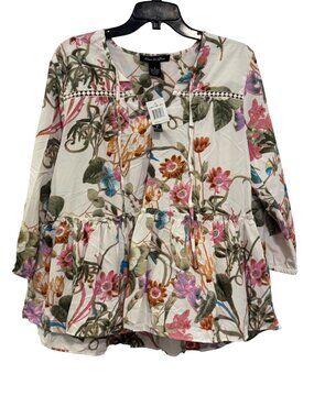 Olivia & Grace Floral Print Peasant Blouse Small New With Tags